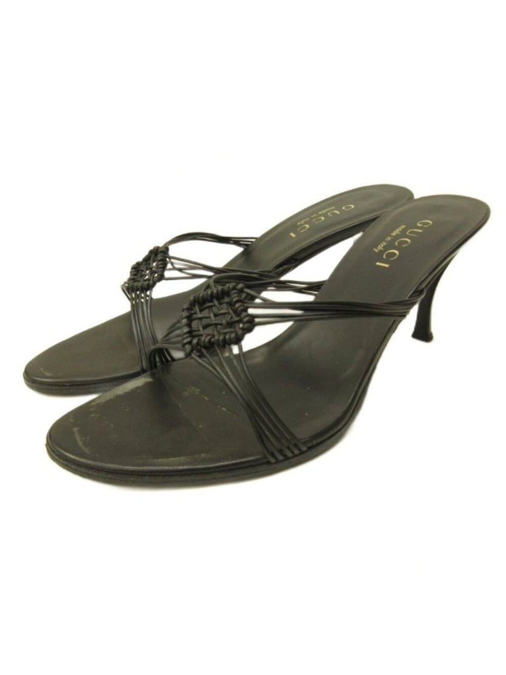 Gucci Sandals Pointed Toe Leather Black